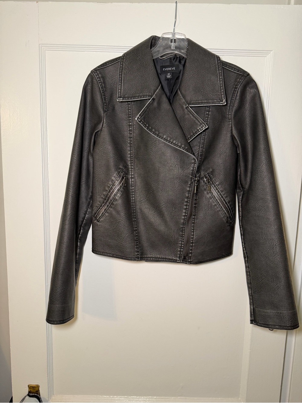Evereve Charcoal Faux Leather Moto Jacket